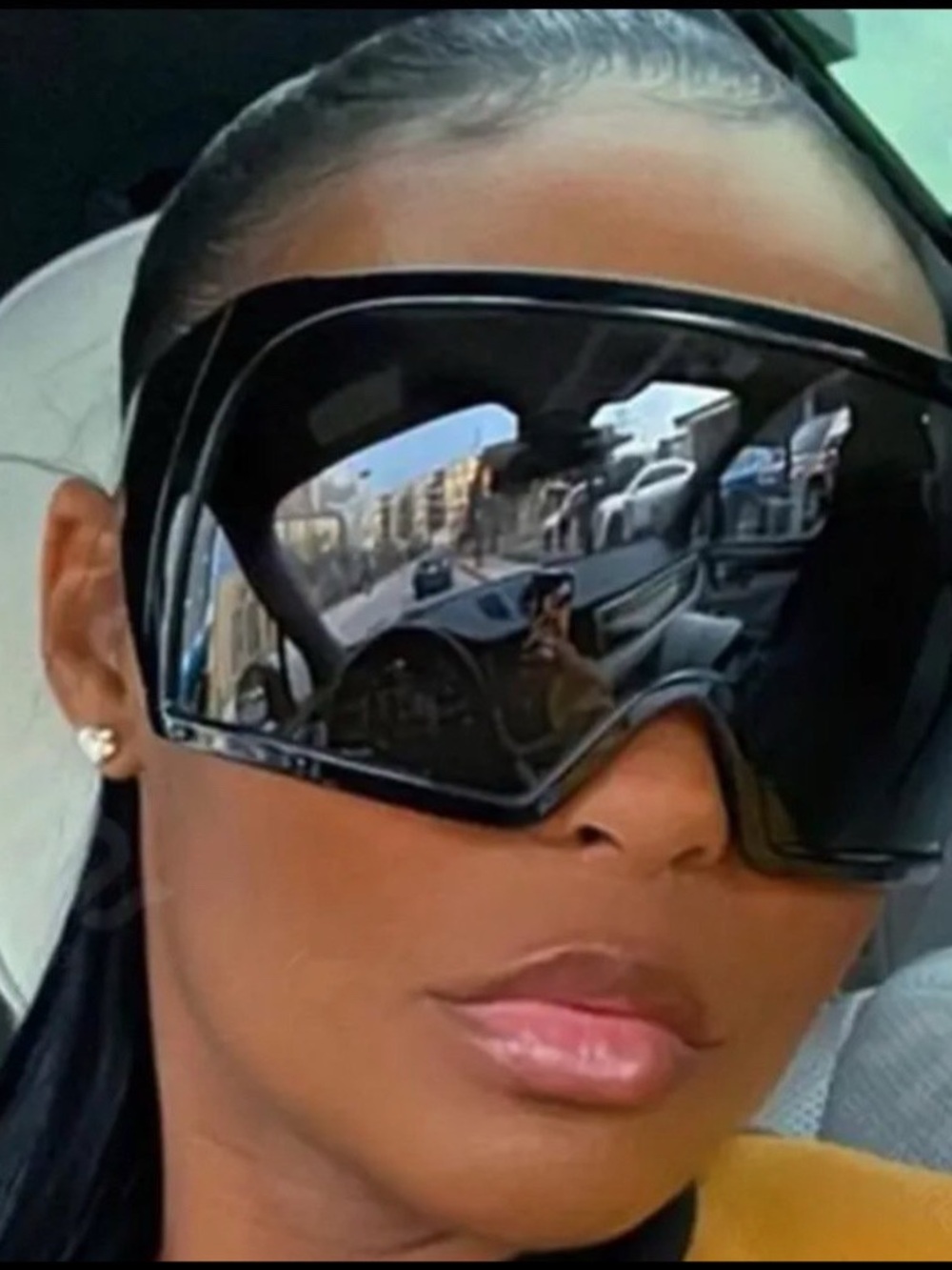 Oversized Shield Sunglasses in Black